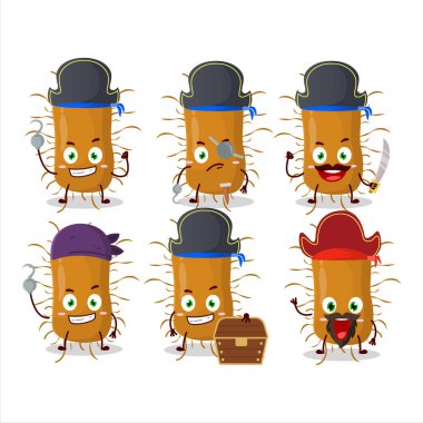 Çeşitli korsan ifadeleri olan Nidovirallerin çizgi film karakteri. Vektör illüstrasyonu