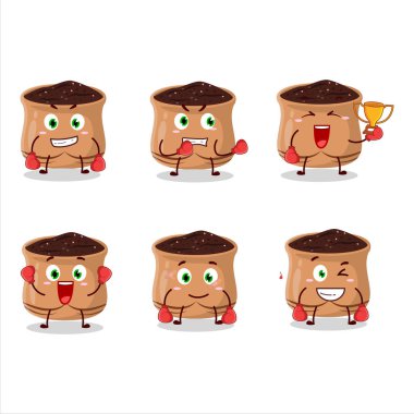 Sportif bir sumach boks sporu çizgi film maskotu tasarımı. Vektör illüstrasyonu