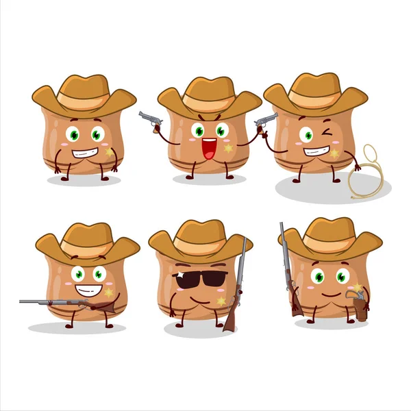 Coole Cowboy Comic Figur Mit Süßem Hut Vektorillustration — Stockvektor