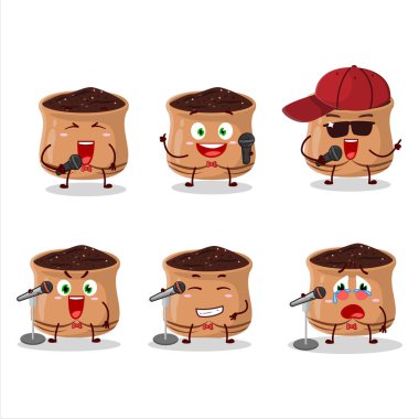 Ünlü bir şarkı söyleyen şirin bir çizgi film dizayn konsepti. Vektör illüstrasyonu