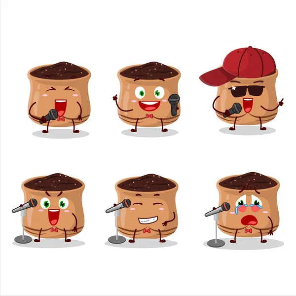 Ünlü bir şarkı söyleyen şirin bir çizgi film dizayn konsepti. Vektör illüstrasyonu