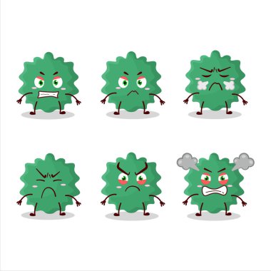 Değişik kızgın ifadeleri olan Haploviricotina çizgi film karakteri. Vektör illüstrasyonu