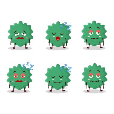 Uykulu ifadeli haploviricotina çizgi film karakteri. Vektör illüstrasyonu