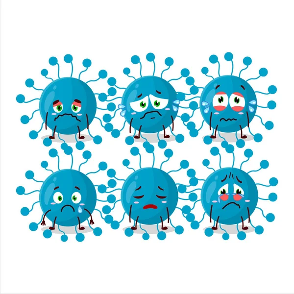 Caricatura Del Virus Bovino Con Expresión Triste Ilustración Vectorial — Vector de stock
