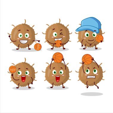 Basketbol atleti olarak yetenekli Beta Coronavirus çizgi film karakteri. Vektör illüstrasyonu