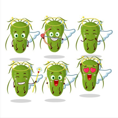 Tatlı bir melek karakteri olarak bulaşıcı çizgi film tasarımları. Vektör illüstrasyonu