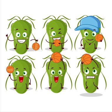 Bir basketbol atleti olarak yetenekli bulaşıcı çizgi film karakteri. Vektör illüstrasyonu