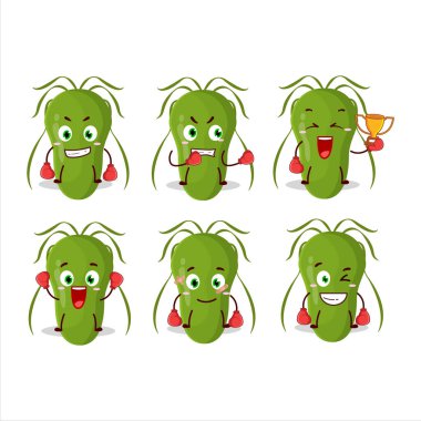 Sportif bulaşıcı bir boks sporcusu maskot tasarımı. Vektör illüstrasyonu