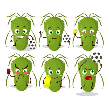 Bulaşıcı çizgi film karakteri futbol hakemi olarak çalışıyor. Vektör illüstrasyonu