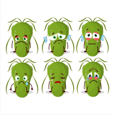 Hüzünlü karakterli bulaşıcı bir çizgi film. Vektör illüstrasyonu