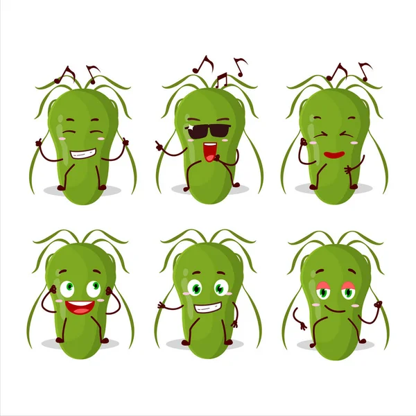 Bulaşıcı dansçı çizgi film karakterinin müzikten hoşlandığı bir görüntü. Vektör illüstrasyonu