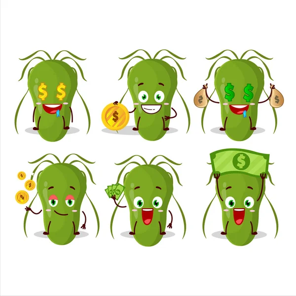 Personagem Desenho Animado Contagioso Com Emoticon Bonito Trazer Dinheiro Ilustração —  Vetores de Stock