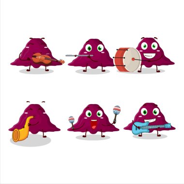 Delta kovirüsünün çizgi film karakteri bazı müzik enstrümanları çalıyor. Vektör illüstrasyonu