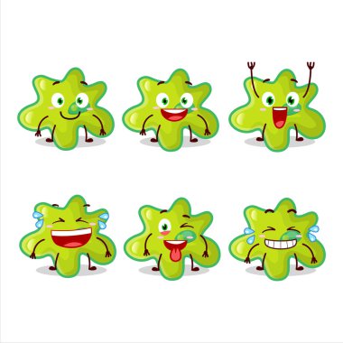 Gülen suratlı nemtacovirüs çizgi film karakteri. Vektör illüstrasyonu