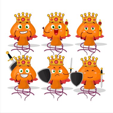 Karizmatik Kral Moordecovirus çizgi film karakteri altın taç takıyor. Vektör illüstrasyonu