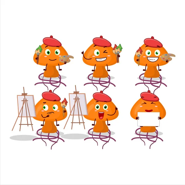 Moordecovirus karikatür karakterinin fırçalı sanatçısı. Vektör illüstrasyonu