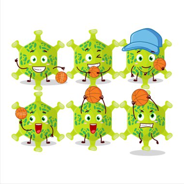 Basketbol atleti olarak yetenekli nobecovirus çizgi film karakteri. Vektör illüstrasyonu