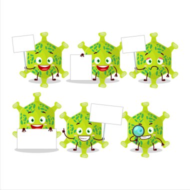 Karakterli Nobecovirus karikatürü bilgi panosunu getir. Vektör illüstrasyonu