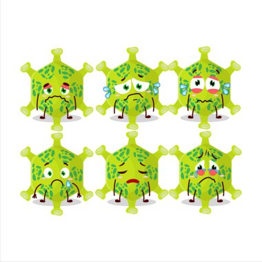 Hüzünlü bir ifadeyle karakterde Nobecovirus çizgi filmi. Vektör illüstrasyonu