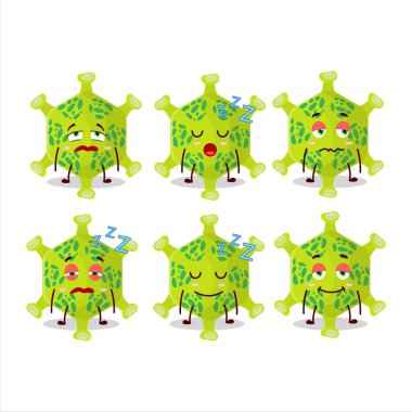 Uykulu yüz ifadesi olan nobecovirus çizgi film karakteri. Vektör illüstrasyonu