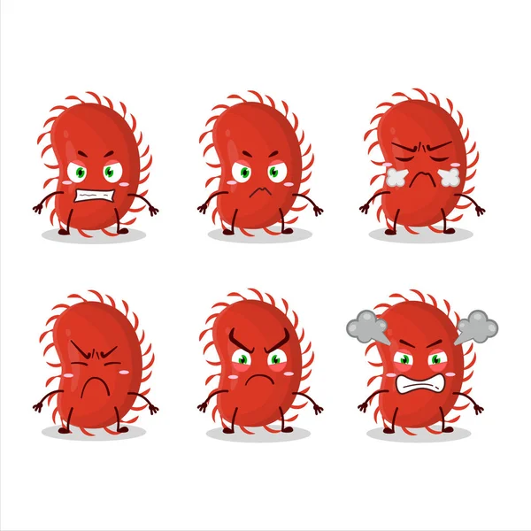Çeşitli kızgın ifadeleri olan Picornaviridae çizgi film karakteri. Vektör illüstrasyonu