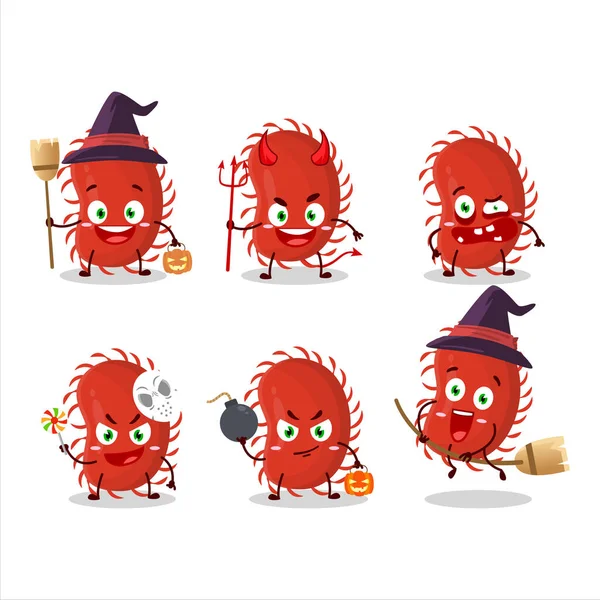 Emoticon Ekspresi Halloween Dengan Karakter Kartun Picornaviridae Ilustrasi Vektor - Stok Vektor