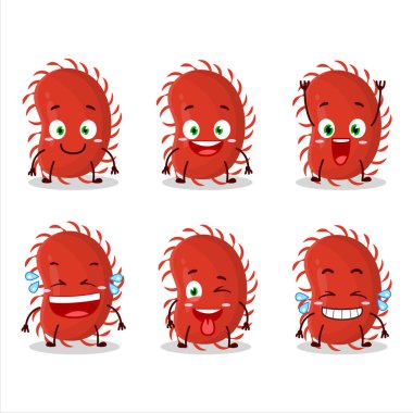 Gülen suratlı Picornaviridae çizgi film karakteri. Vektör illüstrasyonu