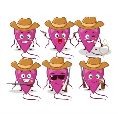 Güzel şapkalı havalı kovboy virüsü çizgi film karakteri teşhisi. Vektör illüstrasyonu