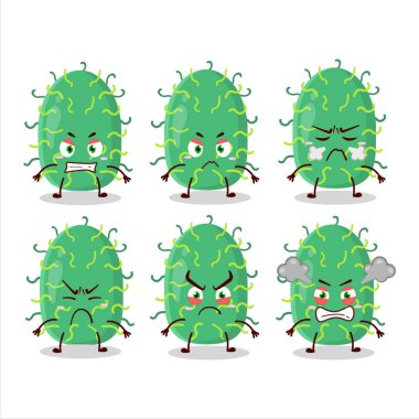 Zygote virüsü çizgi film karakteri ve değişik kızgın ifadeler. Vektör illüstrasyonu