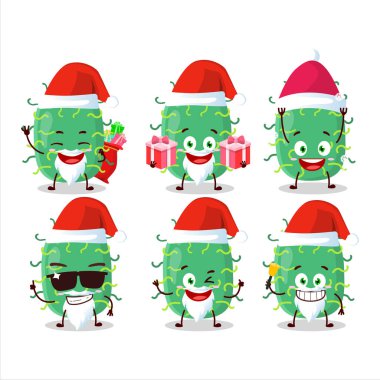 Noel Baba simgesi ve zigot virüsü çizgi film karakteri. Vektör illüstrasyonu