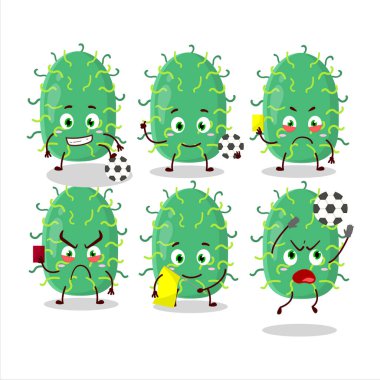 Zygote virüsü çizgi film karakteri futbol hakemi olarak çalışıyor. Vektör illüstrasyonu