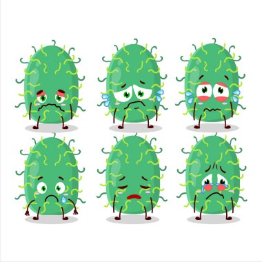 Üzgün suratlı Zygote virüsü çizgi film karakteri. Vektör illüstrasyonu