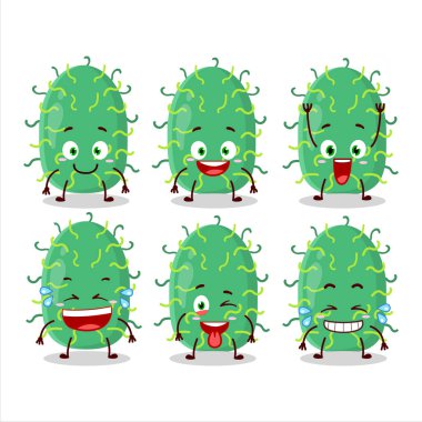 Gülen surat ifadesiyle zigot virüsünün çizgi film karakteri. Vektör illüstrasyonu