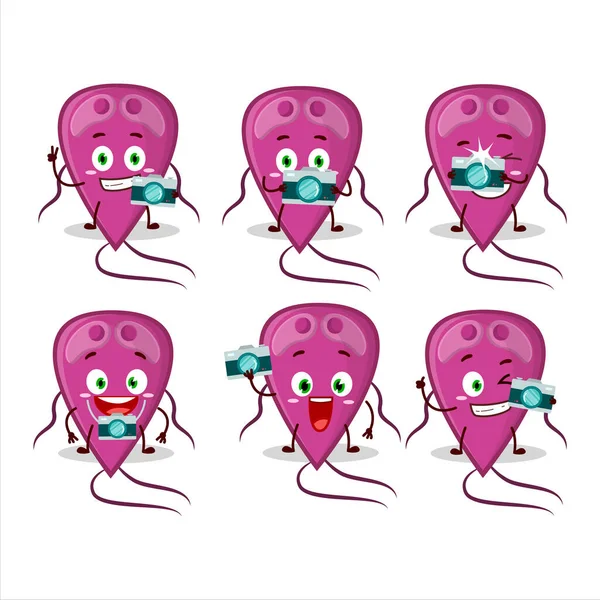 Photographe Profession Emoticon Avec Diagnostic Virus Personnage Dessin Animé Illustration — Image vectorielle