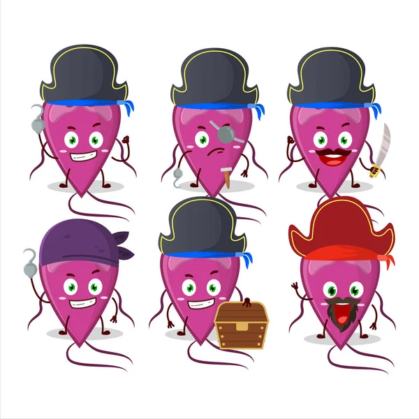 Çeşitli korsan ifadeleriyle virüs teşhisi konan çizgi film karakteri. Vektör illüstrasyonu