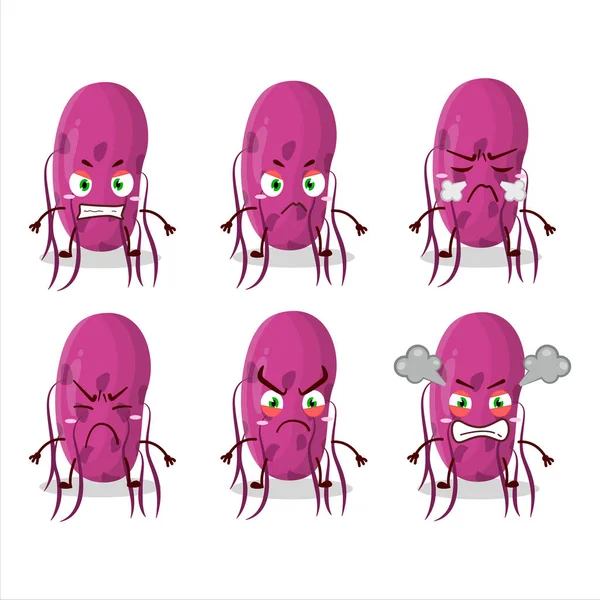 Virüs Molekül çizgi film karakteri ve değişik kızgın ifadeler. Vektör illüstrasyonu