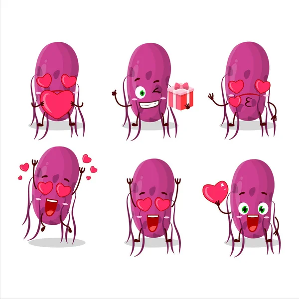 Vírus Molecule Personagem Desenho Animado Com Amor Bonito Emoticon Ilustração —  Vetores de Stock