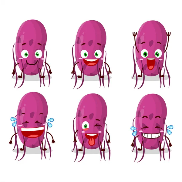 Gülme ifadesi olan virüs molekülünün çizgi film karakteri. Vektör illüstrasyonu