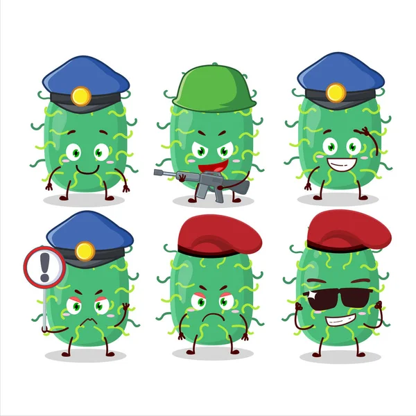 Zigot virüsü maskotu tasarım tarzında kendini işine adamış bir polis memuru. Vektör illüstrasyonu