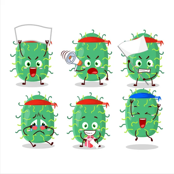 Çekici bir destekçi olarak zigot virüs karakterinin maskot tasarımı. Vektör illüstrasyonu