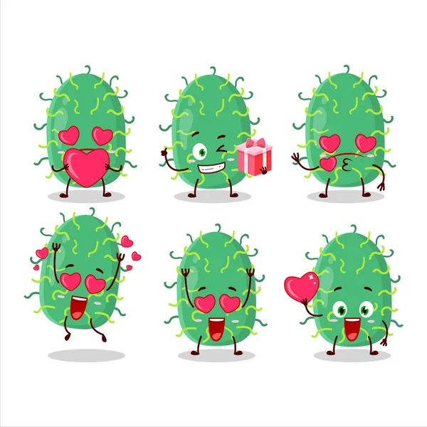 Karakter Kartun Virus Zygote Dengan Emoticon Cinta Yang Lucu Ilustrasi Grafik Vektor