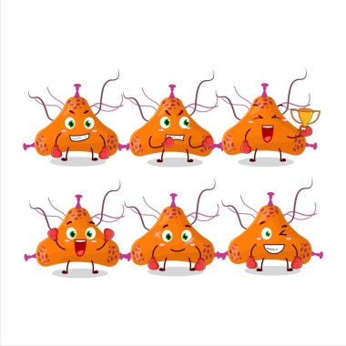 Sportif bir bakteri virüsü boks atleti maskot tasarımı. Vektör illüstrasyonu