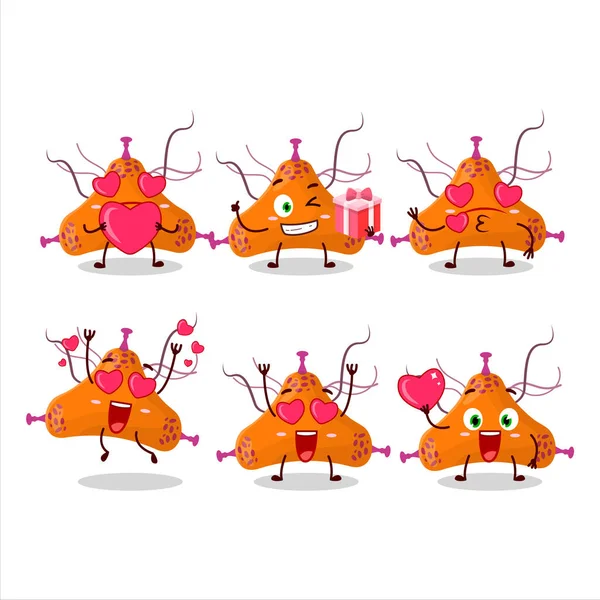 Bakteri virüsü çizgi film karakteri. Sevgi dolu bir ifade. Vektör illüstrasyonu