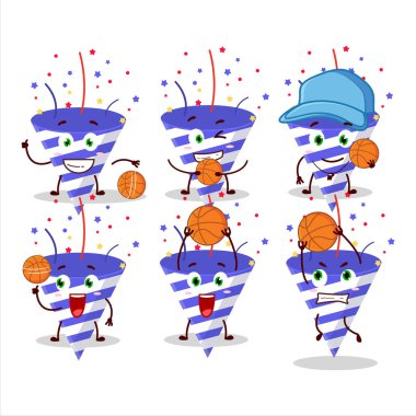 Basketbol atleti olarak yetenekli mavi kestane fişeği çizgi film karakteri. Vektör illüstrasyonu