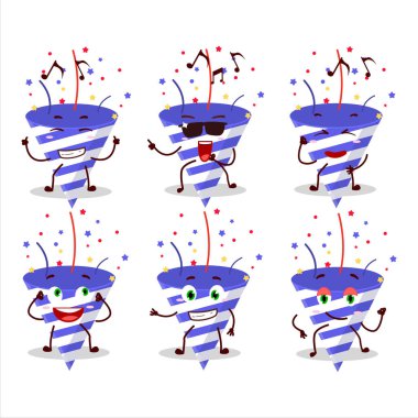 Müzikten hoşlanan mavi maytap dansçısı çizgi film karakteri. Vektör illüstrasyonu