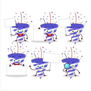 Mavi kestane fişeği çizgi film karakteri bilgi panosunu getir. Vektör illüstrasyonu