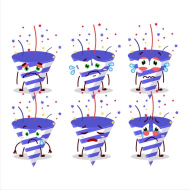 Üzgün suratlı mavi kestane fişeği çizgi film karakteri. Vektör illüstrasyonu