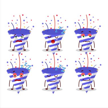 Uykulu yüzlü mavi kestane fişeğinin çizgi film karakteri. Vektör illüstrasyonu