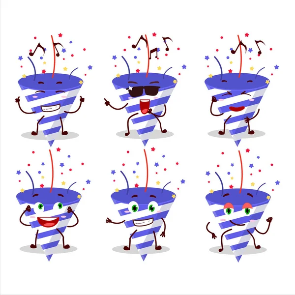 Müzikten hoşlanan mavi maytap dansçısı çizgi film karakteri. Vektör illüstrasyonu