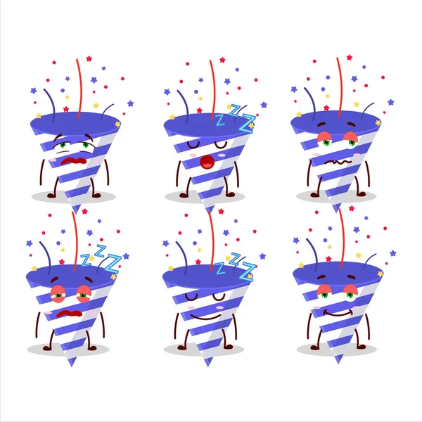 Uykulu yüzlü mavi kestane fişeğinin çizgi film karakteri. Vektör illüstrasyonu